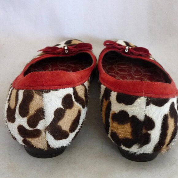 Coach leopard print ballet flats 9M red velvet bow rhynstones - Picture 7 of 7